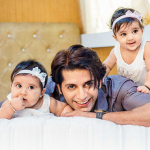 Karanvir Bohra With Cute Daughters