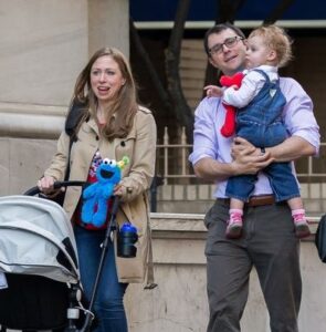 Chelsea Clinton with her husband and children