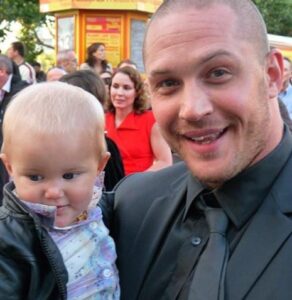 Tom Hardy with his son