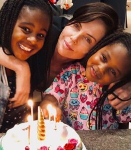 Charlize Theron with her children