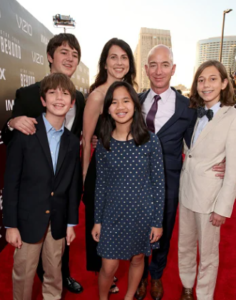 Jeff Bezos with his sons, daughter and former wife.