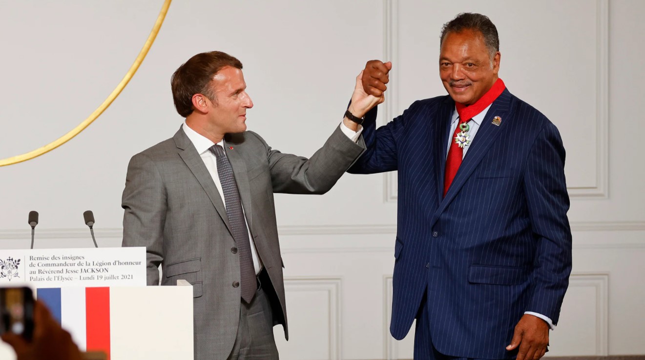 French President Honors US Civil Rights Leader Jesse Jackson