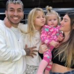 Angel Correa With His Wife (to be) And Daughters