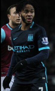 Raheem Sterling playing for Manchester City