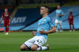 Phil Foden playing for Manchester City