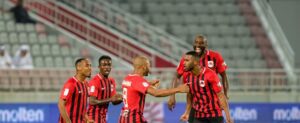 Abdulaziz Hatem celebrating his goal for Al Rayyan