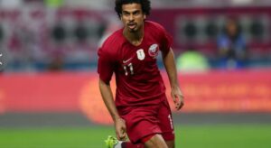 Akram Afif playing for Qatar