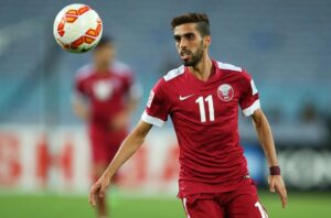 Hassan Al Haydos playing for Qatar