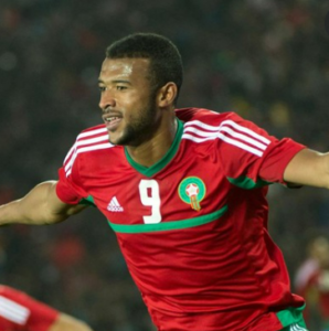 Ayoub El Kaabi playing for Morocco