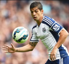 Cristian Gamboa playing for West Brom