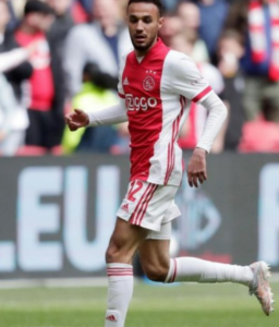 Noussair Mazraoui playing for Ajax