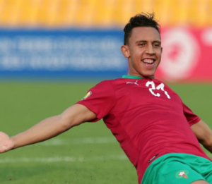 Soufiane Rahimi playing for Morocco