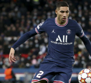 Achraf Hakimi playing for PSG