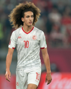 Hannibal Mejbri playing for Tunisia