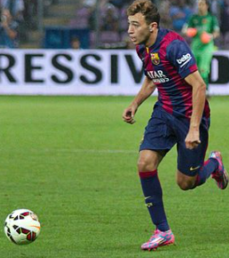 Munir El Haddadi playing for Barcelona