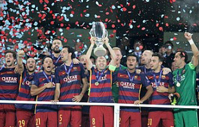 Munir wearing his UEFA Super Cup medal.