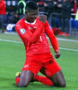 Breel Embolo playing for Switzerland