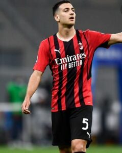 Diogo Dalot playing for AC Milan