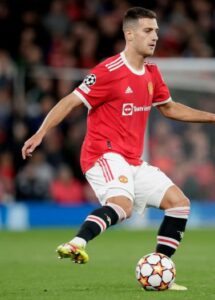 Diogo Dalot playing for Manchester United