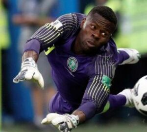 Francis Uzoho playing for Nigeria