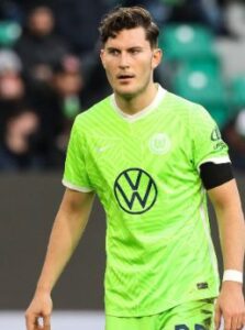 Jonas Wind playing for Wolfsburg