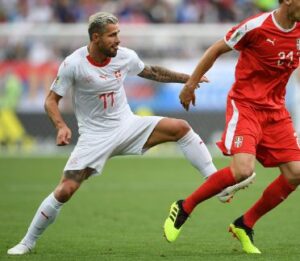 Valon Behrami playing for Serbia