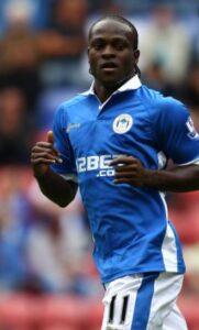 Victor Moses playing for Wigan Athletic