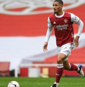 William Saliba playing for Arsenal