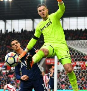 Jack Butland playing for Stoke City