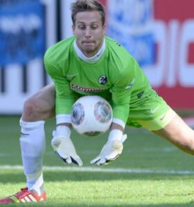 Oliver Baumann playing for SC Freiburg