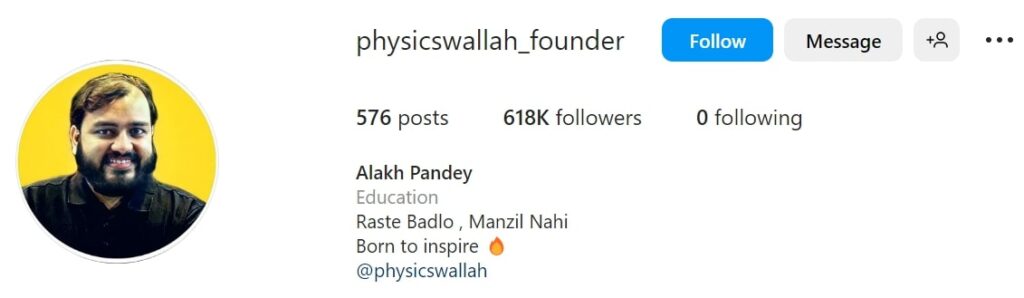 Alakh Pandey's Instagram