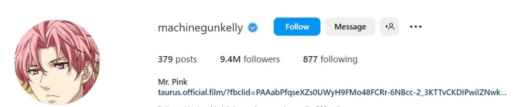 Machine Gun Kelly's Instagram