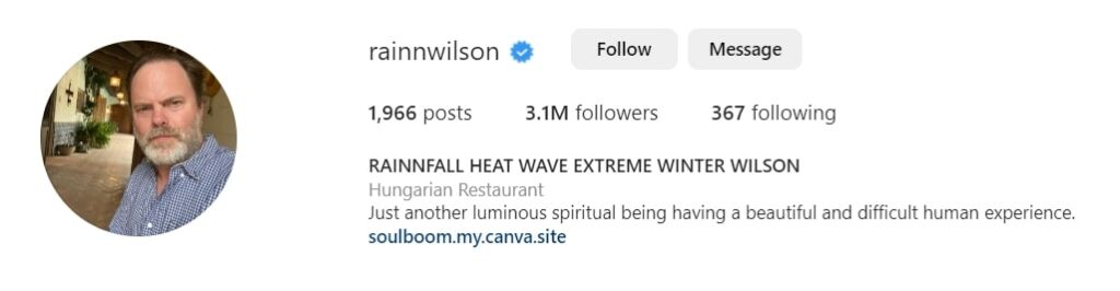 Rainn Wilson's Instagram