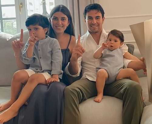 Sergio Perez With His Wife And Children